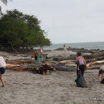 Voluntarios recogiendo basura en la playa