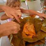 Nacatamales envueltos enn hoja de plátano
