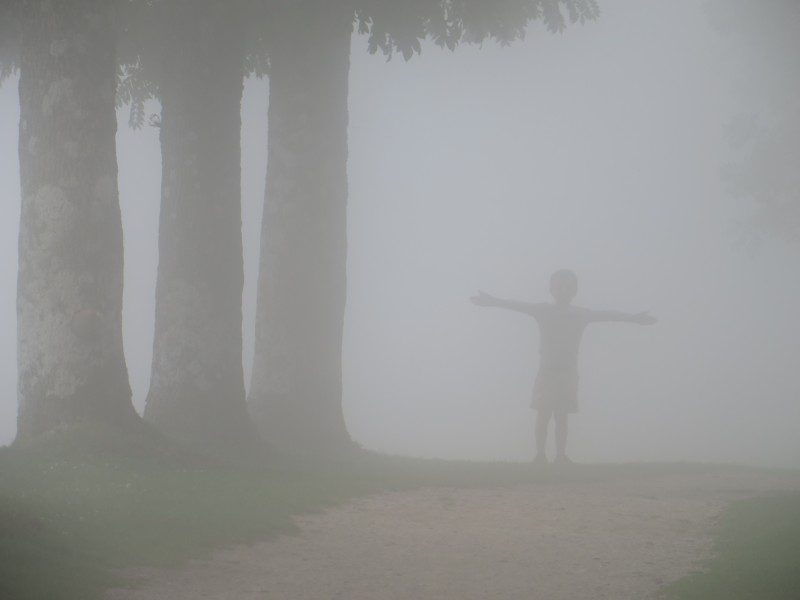 La niebla lo cubrió todo al mediodía en las Campas de Urbía (Guipúzcoa)